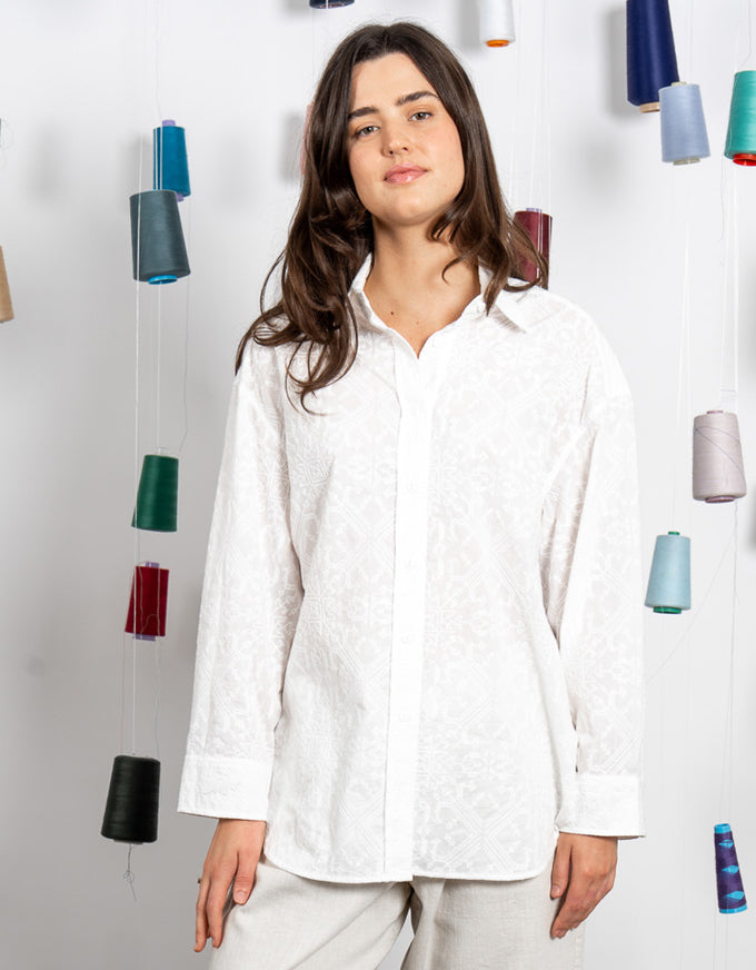 Jarrah Embroidered Shirt White