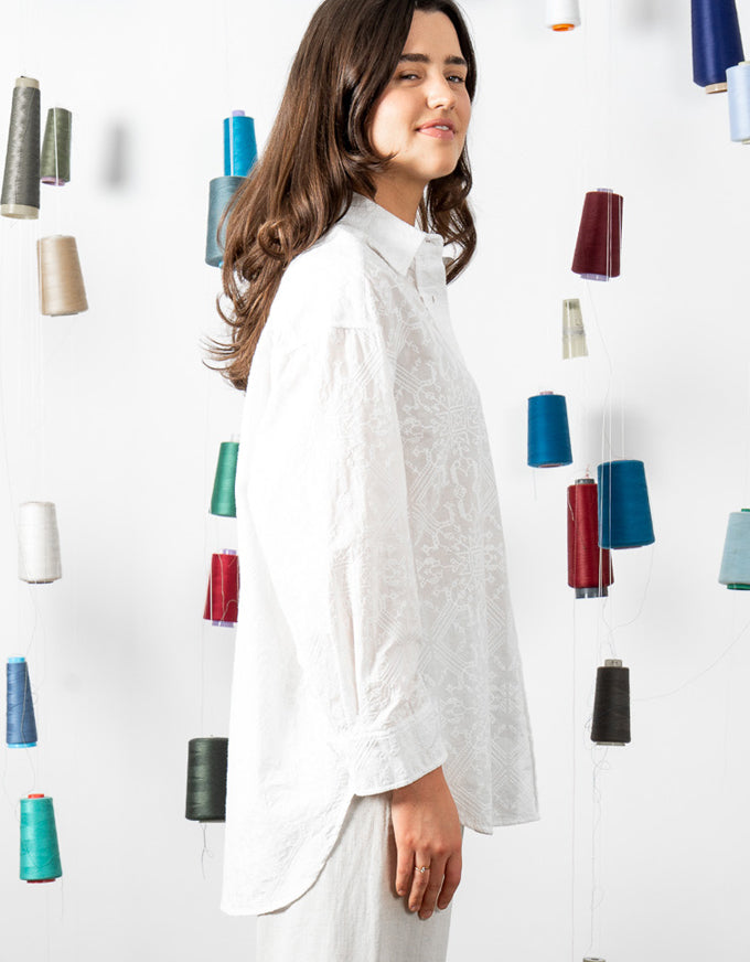 Jarrah Embroidered Shirt White