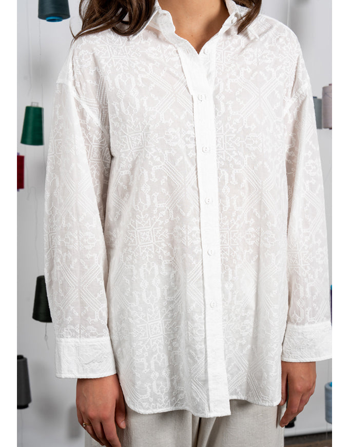 Jarrah Embroidered Shirt White