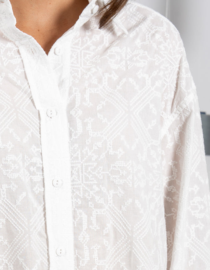 Jarrah Embroidered Shirt White