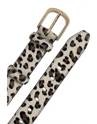 Jeans Belt Black and Almond Leopard Cowhide