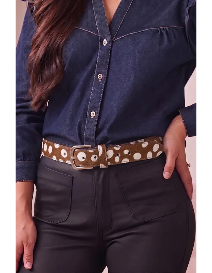 Jeans Belt Brown Spotted Cowhide