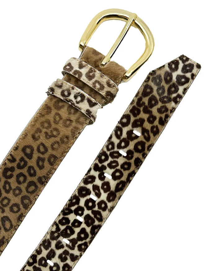 Jeans Belt Cowhide Leather Leopard