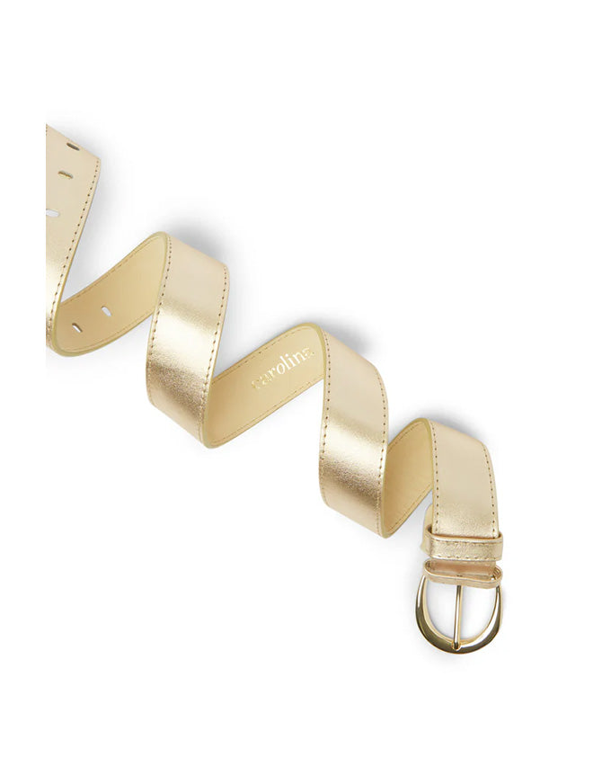 Gold metallic belt on a white background