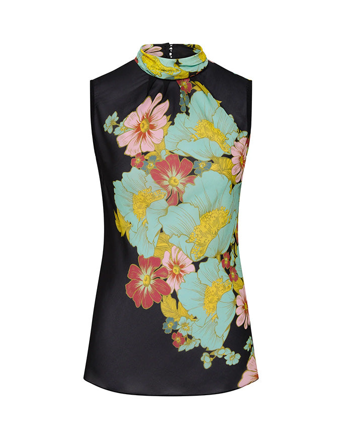 Julia Top Dark Ink Floral - Australian Made