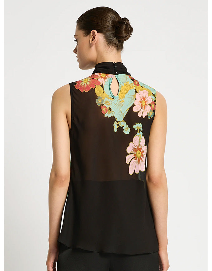 Julia Top Dark Ink Floral - Australian Made