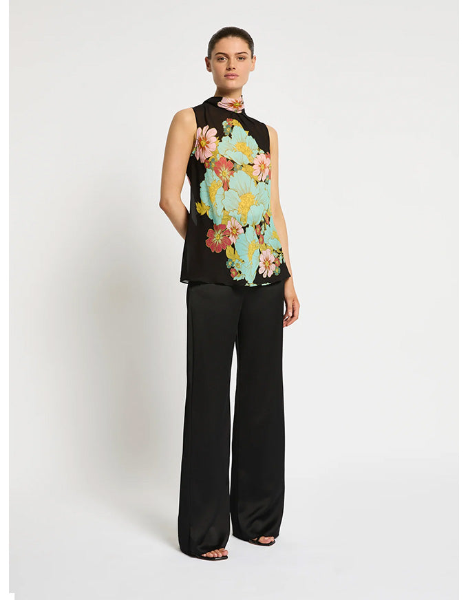 Julia Top Dark Ink Floral - Australian Made
