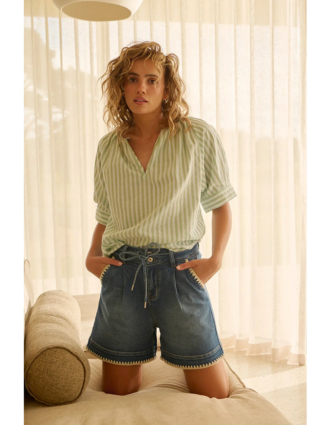 Kaitlyn Shirt - Green Stripe