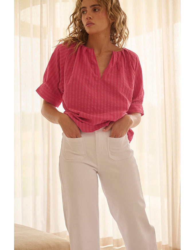 Kaitlyn Shirt - Raspberry Stripe