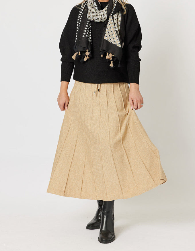 Kate Long Knit Skirt Caramel