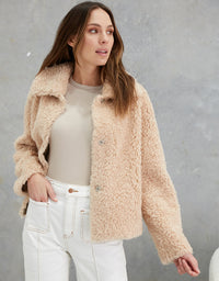 Kira Wool Teddy Jacket Sand