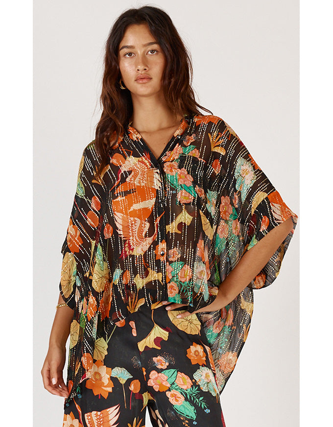 Laurasia Shirt Black Lurex Print