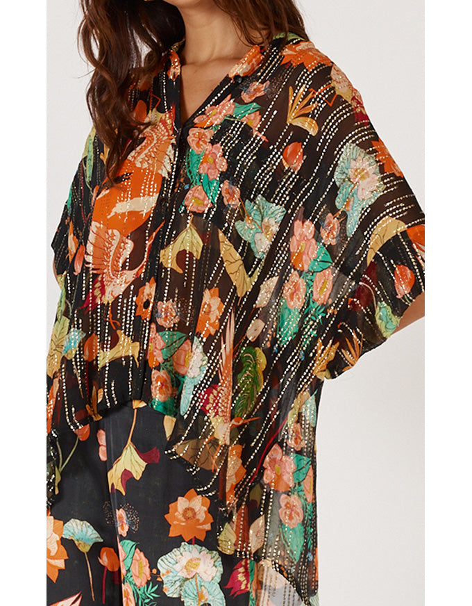 Laurasia Shirt Black Lurex Print