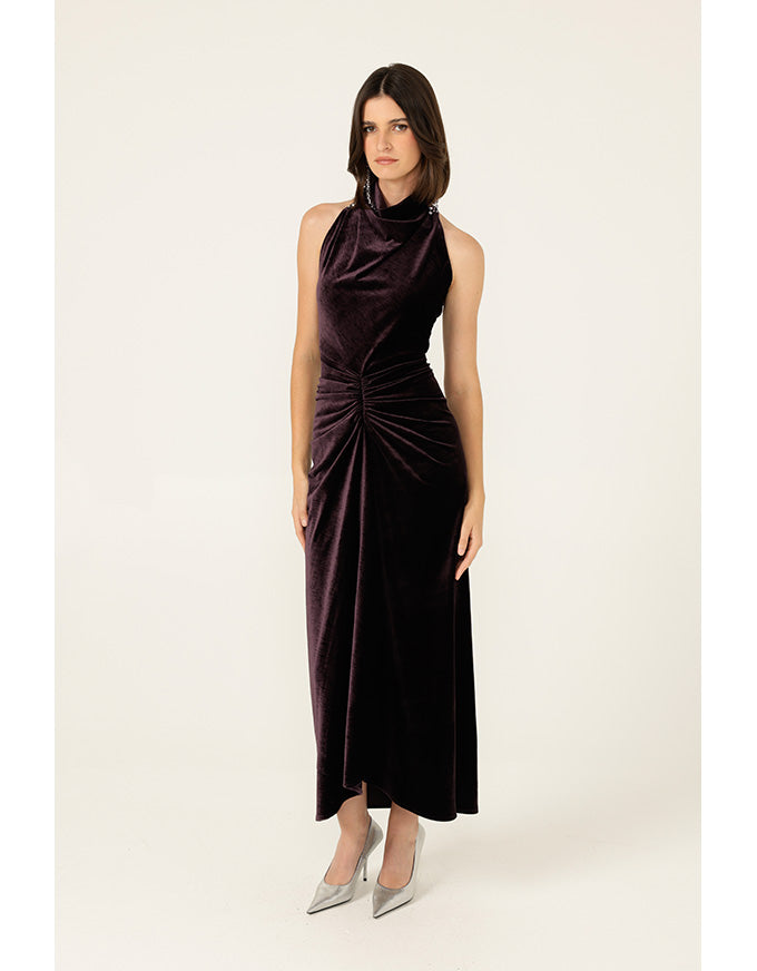 Lavish Cowl Dress - Amethyst Velvet