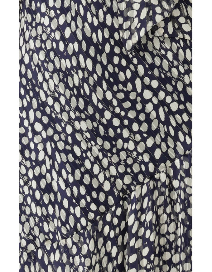 Cloudland Wrap Dress - Navy White Spot