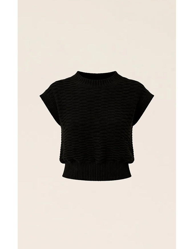 Bubble Knit Top Black