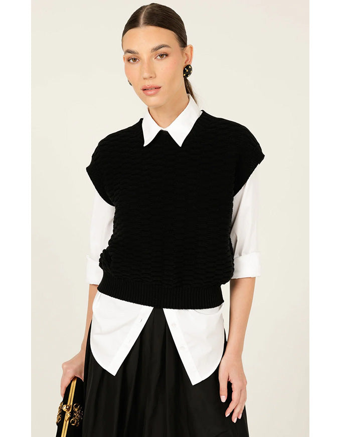 Bubble Knit Top Black