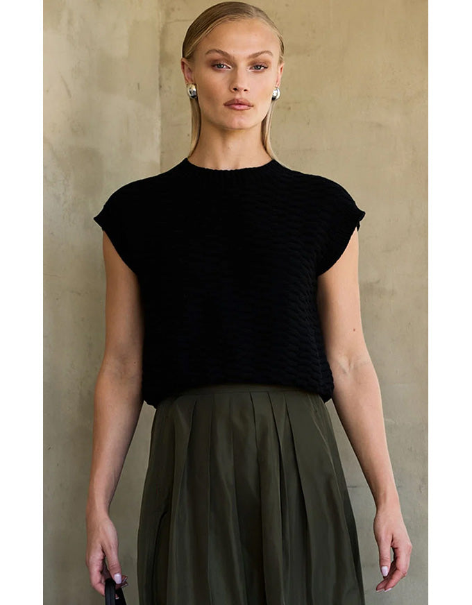 Bubble Knit Top Black