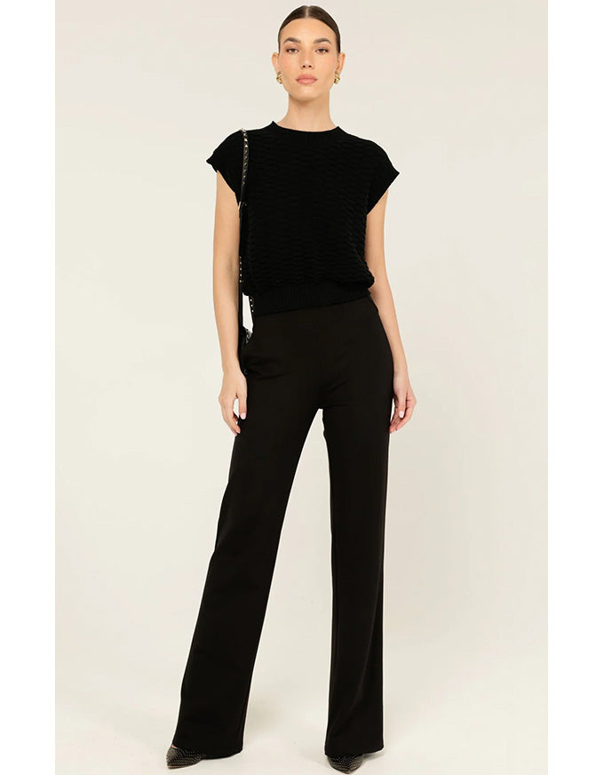 Bubble Knit Top Black