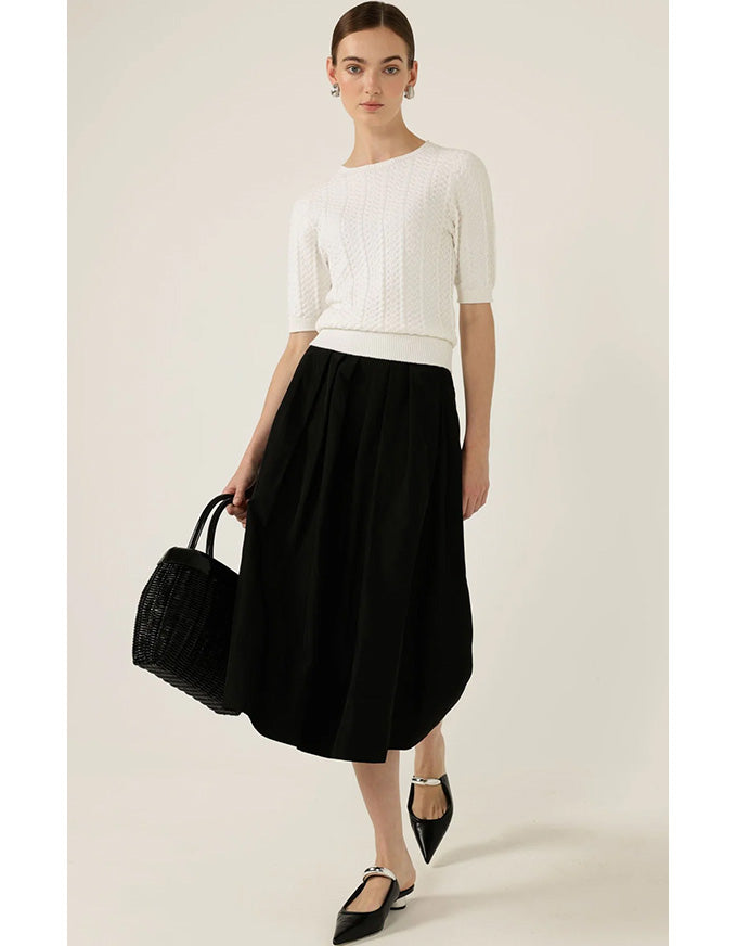 Chevron Knit Top Ivory - Australian Made