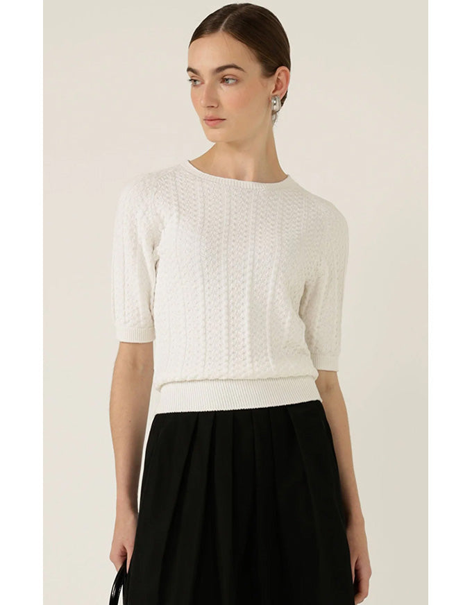 Chevron Knit Top Ivory - Australian Made