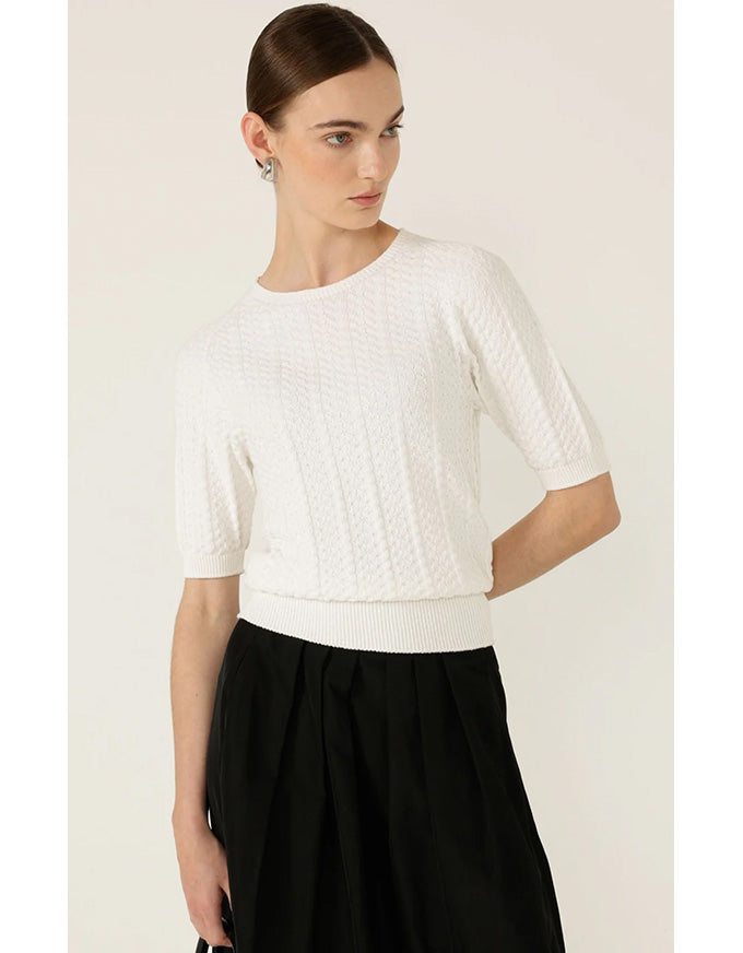 Chevron Knit Top Ivory - Australian Made