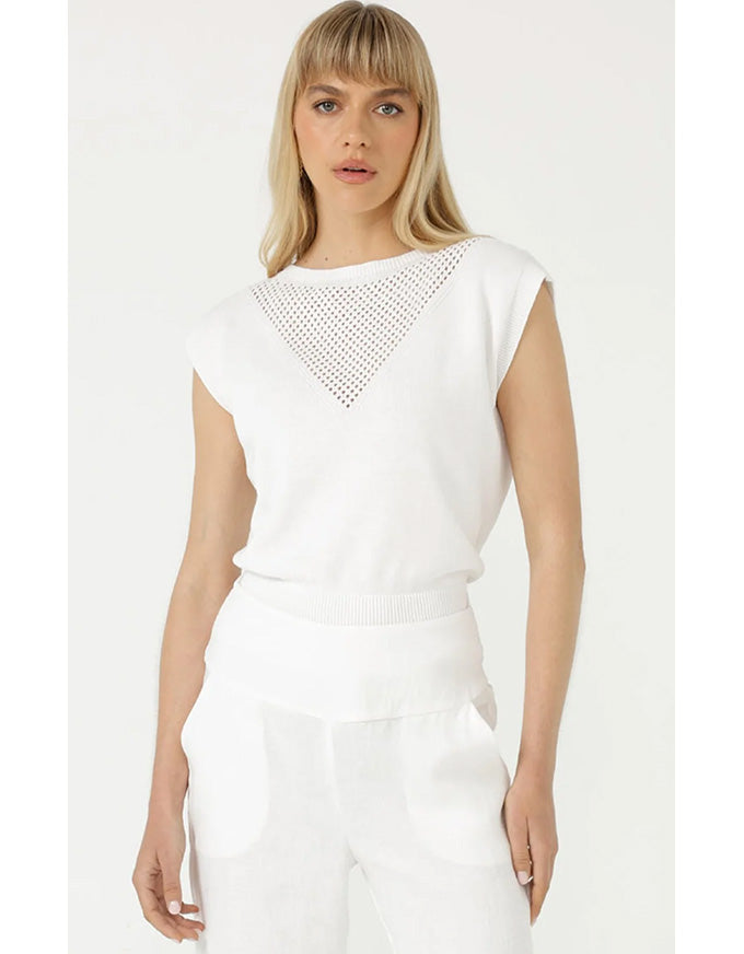 Chloe Knit Top - White - Australian Made
