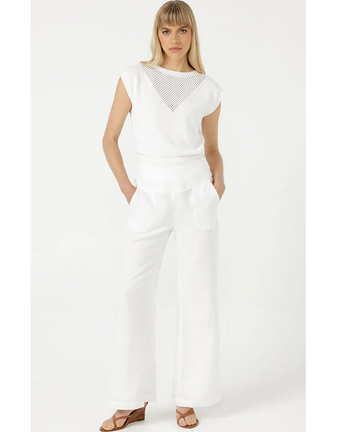 Chloe Knit Top - White - Australian Made