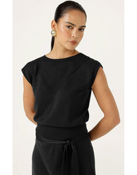 Chloe Knit Top - Black - Australian Made