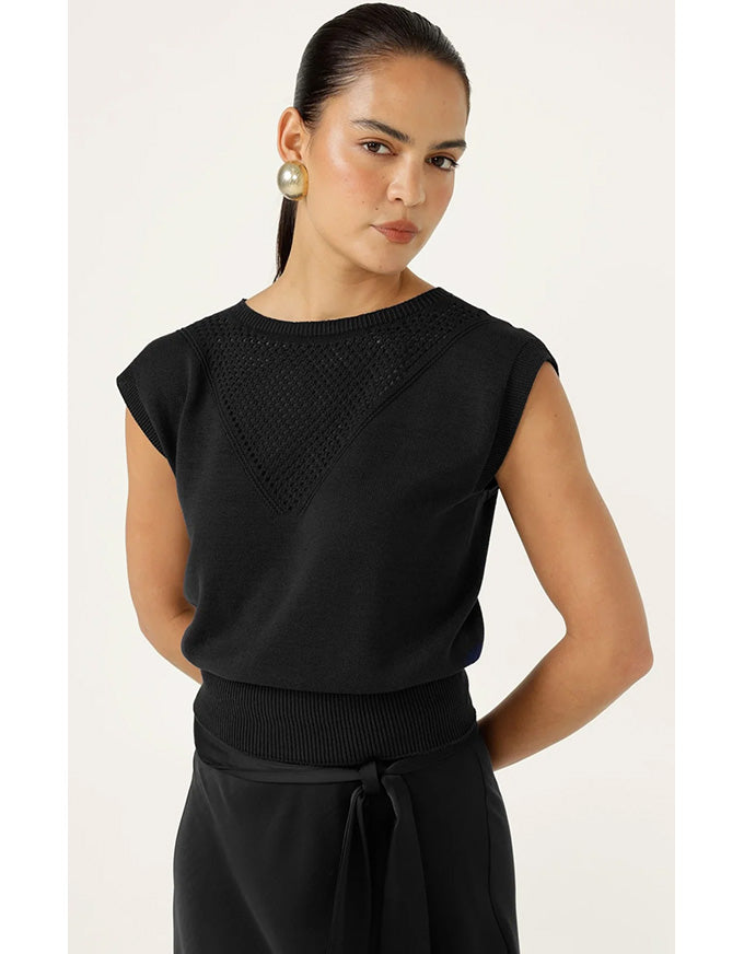 Chloe Knit Top - Black - Australian Made