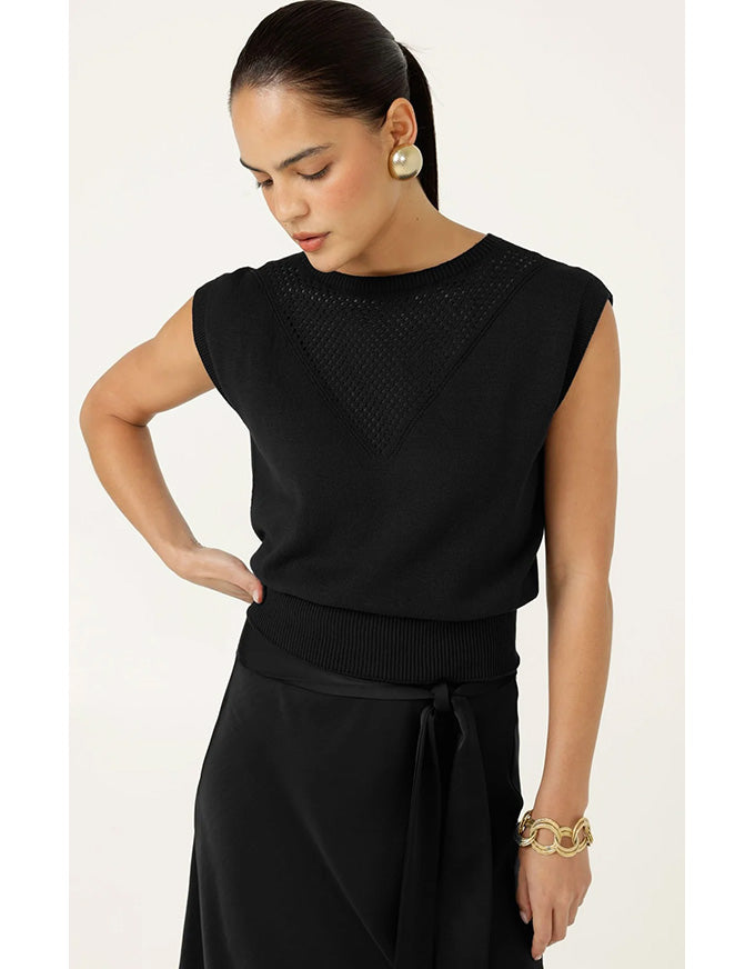 Chloe Knit Top - Black - Australian Made
