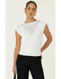 Chloe Knit Top - White - Australian Made