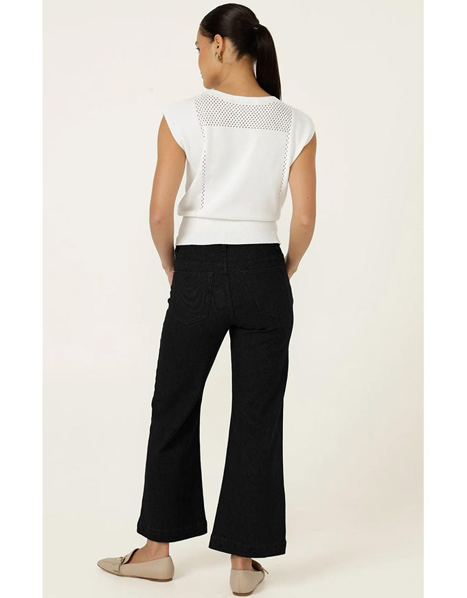 Chloe Knit Top - White - Australian Made