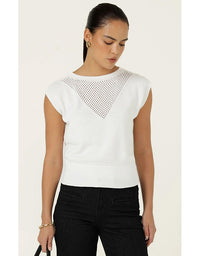 Chloe Knit Top - White - Australian Made