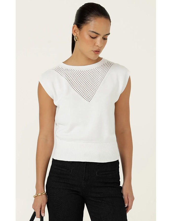 Chloe Knit Top - White - Australian Made