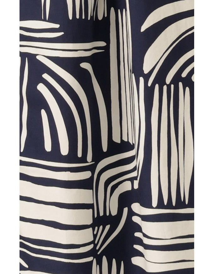 Adele Shift Dress White/Navy Abstract