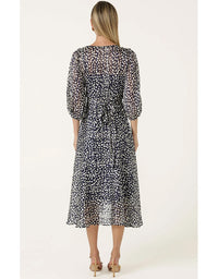 Cloudland Wrap Dress - Navy White Spot