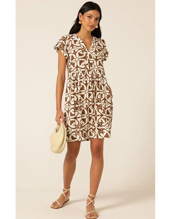 Cobblestone Shift Dress Toffee/Cream