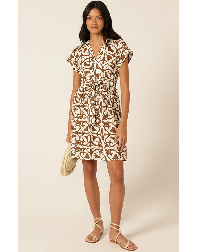 Cobblestone Shift Dress Toffee/Cream