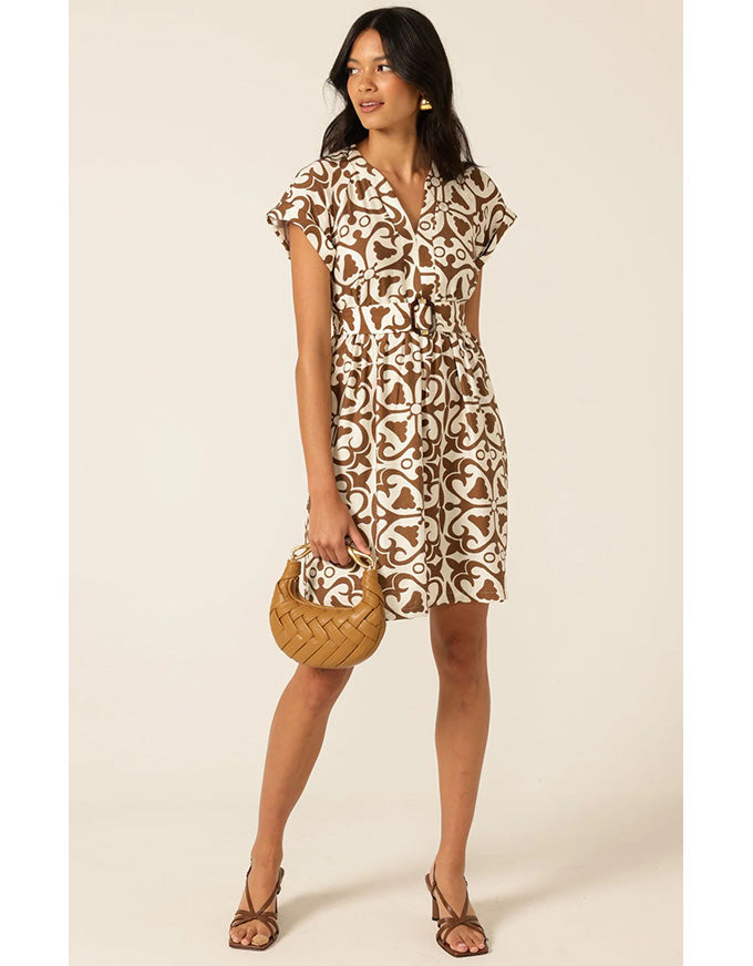 Cobblestone Shift Dress Toffee/Cream