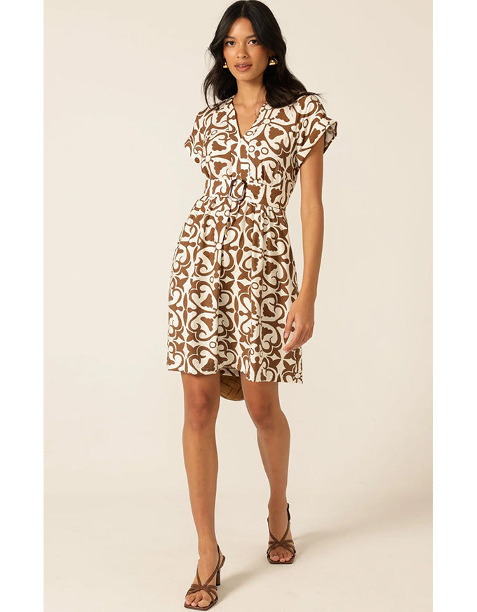 Cobblestone Shift Dress Toffee/Cream