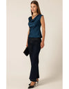 Cowl Bias Top Steele Blue