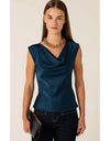 Cowl Bias Top Steele Blue