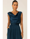 Cowl Bias Top Steele Blue