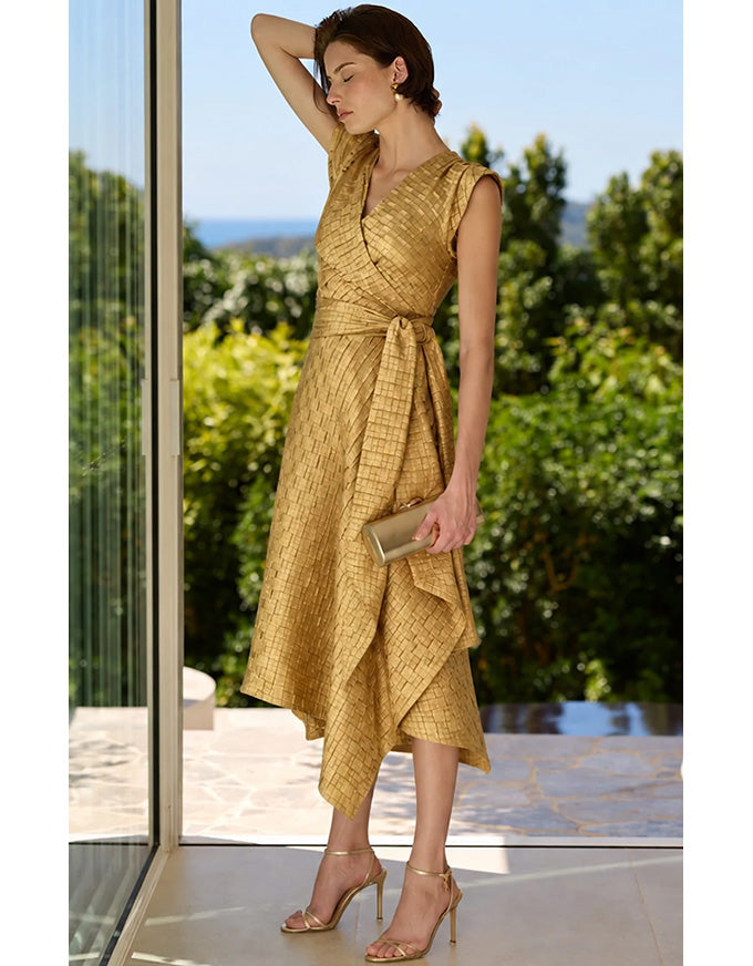 Crown Wrap Dress - Gold