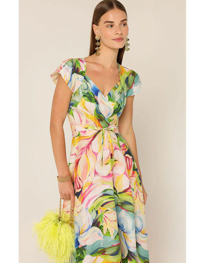 Dahlia Midi Dress Watercolour Floral