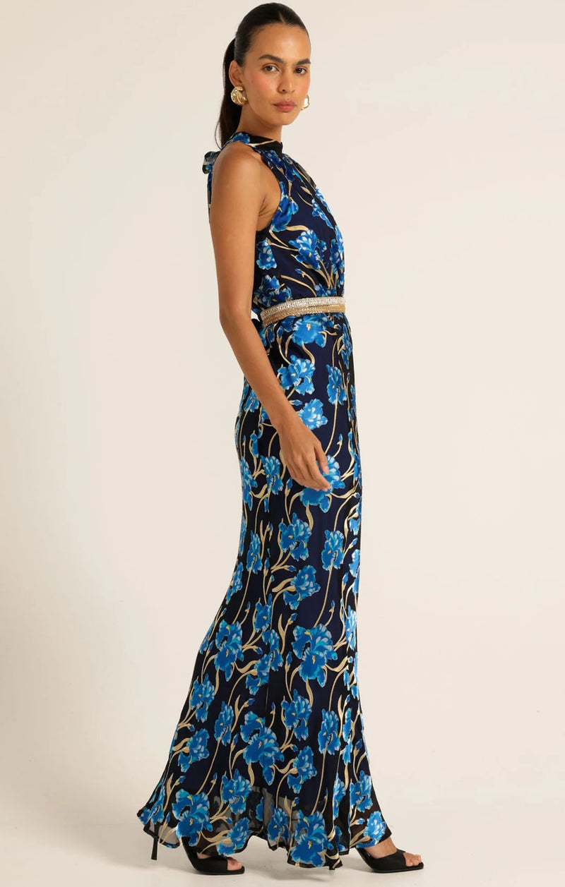 Elea Halter Bias Maxi Dress - Blue Iris Bombo Clothing Co. Elea Halter Bias Maxi Dress - Blue Iris Bombo Clothing Co.