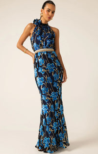 Elea Halter Bias Maxi Dress - Blue Iris