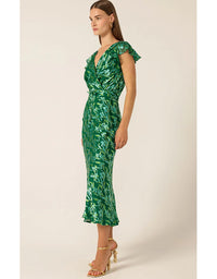Fleur De Lys Midi Dress - Green Botanical