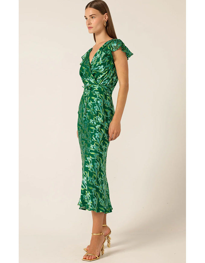 Fleur De Lys Midi Dress - Green Botanical